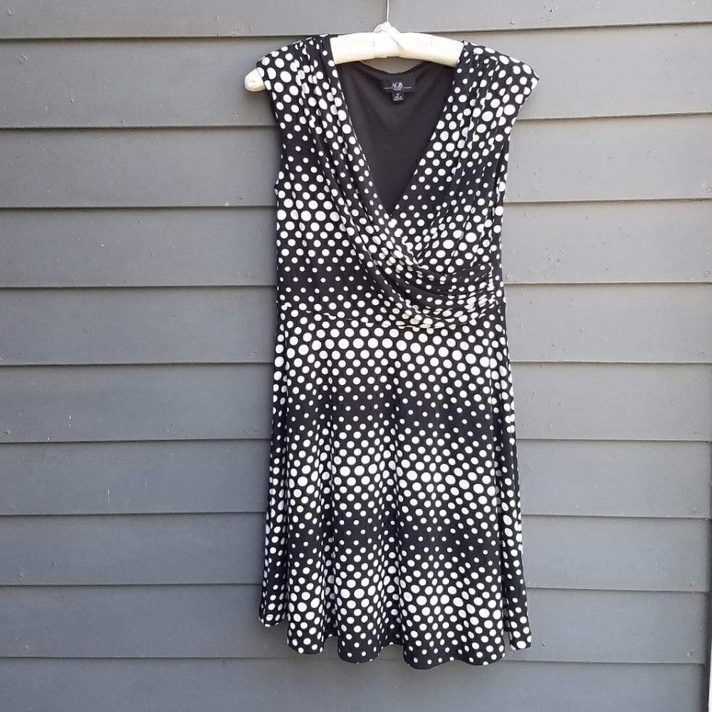 AGB Black/White Polka Dot Dress Size Medium